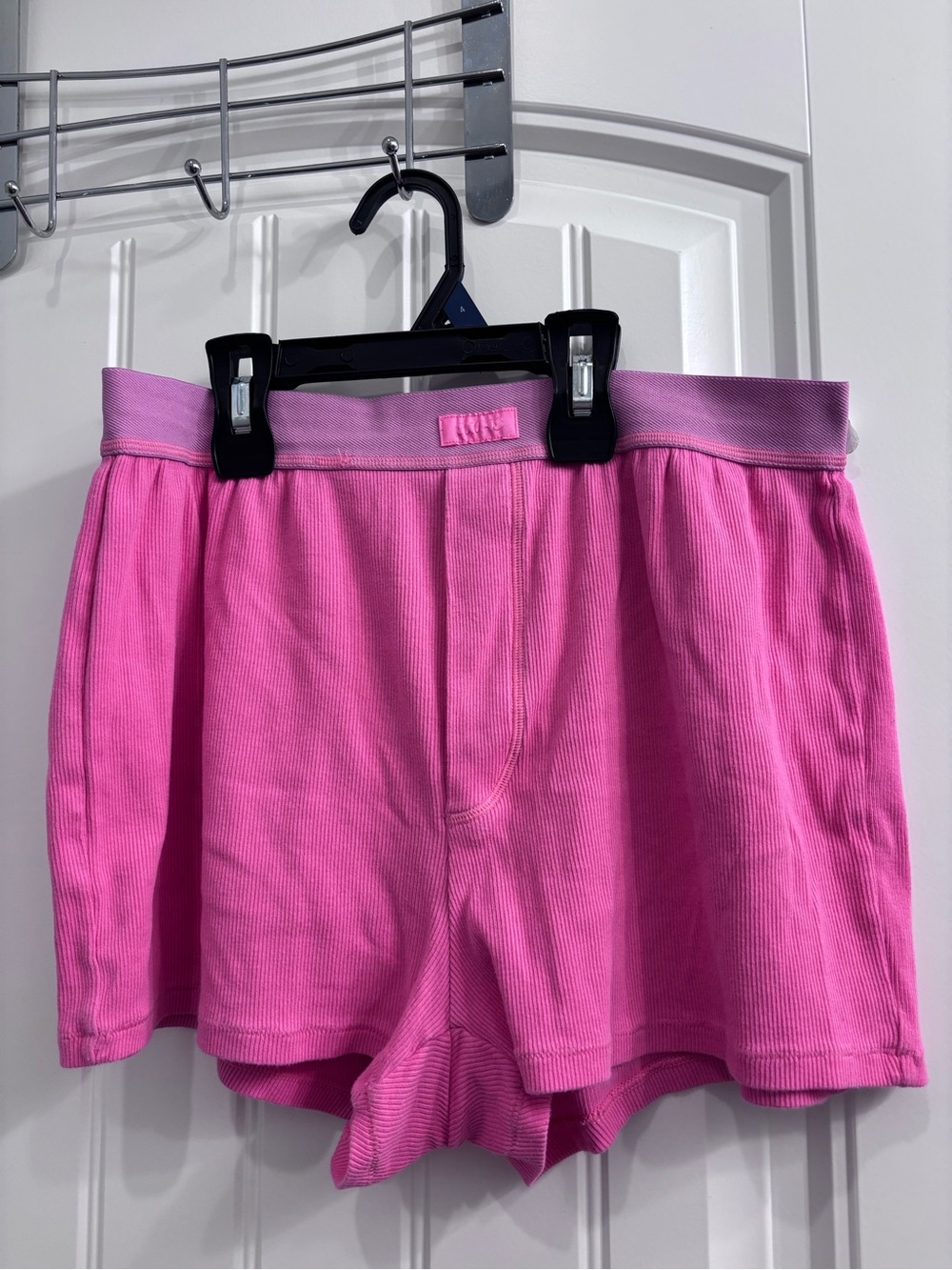 Skims Bright Pink Ribbed Lounge Shorts/boxers